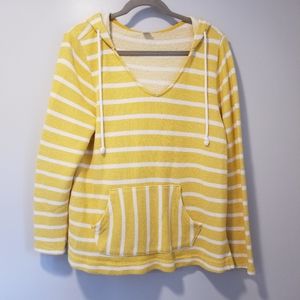 Old Navy Long Sleeve Yellow & White Top Medium